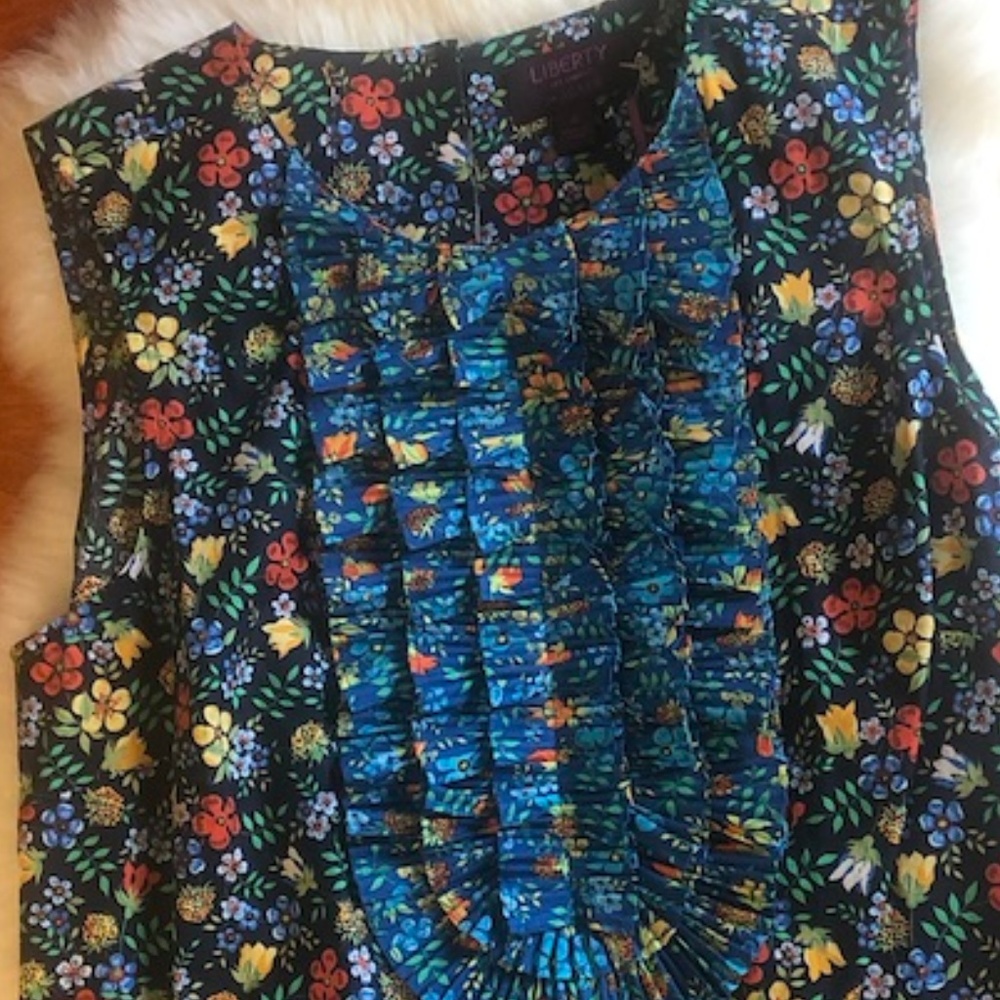 Liberty for J. Crew Sleeveless Blouse/Cami Navy 4